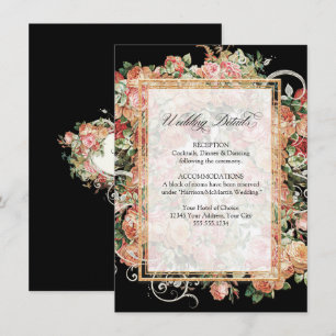 Invitation Elégant Bouquet Rose Gold Détails Mariage