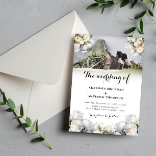Invitation Élégant Bouquets de fleurs blanches Mariage photo