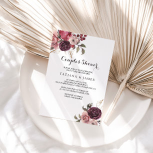 Invitation Élégant Bourgogne été Floral Couples Douche