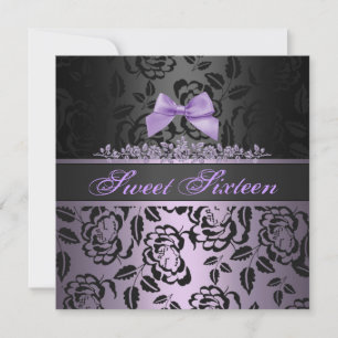 Invitation Elégant Bow pourpre suet 16e anniversaire Invitati