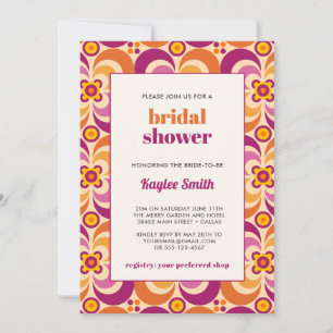 Invitation Élégant BRIDAL Floral Violet Orange Du Milieu Du S