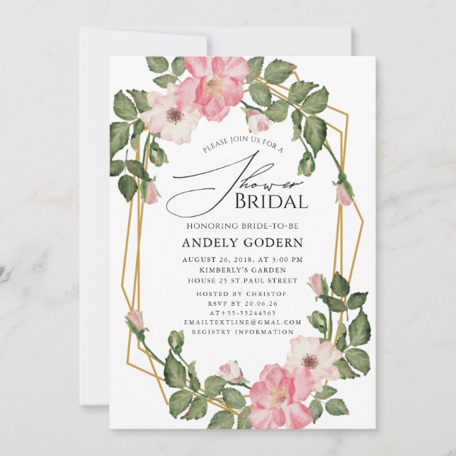 Invitation  Élégant Bridal Shower Fleur Pastel (Devant)
