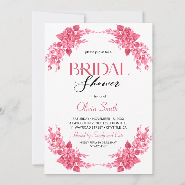 Invitation Élégant Bridal shower floral (Devant)