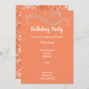 INVITATION ÉLÉGANT BRIGHT APRICOT DIAMOND ANNIVERSAIRE