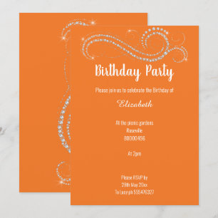 INVITATION ÉLÉGANT BRIGHT ORANGE DIAMOND ANNIVERSAIRE