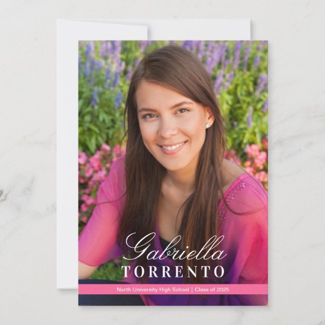 Invitation Élégant Bright Pink Personnalisé Photo Party (Devant)