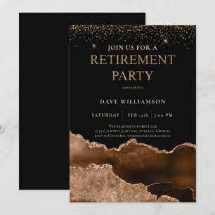 Invitation Élégant Brown Agate Gemstone Retraite Party Inv