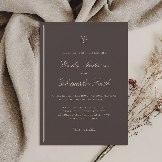 Invitation Elegant Brown Classic Wedding (Créateur téléchargé)