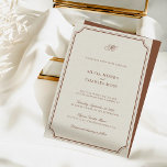 Invitation Élégant Brown & Ecru Classic Script Mariage<br><div class="desc">Cette invitation exquise capture la beauté intemporelle de la tradition et du raffinement, symbolisant la grâce et la classe qui définiront votre journée spéciale. Les tons bruns chauds, complétés par une douce toile de fond écru, créent une palette raffinée qui respire l'élégance. La police de caractères classique ajoute une touche...</div>