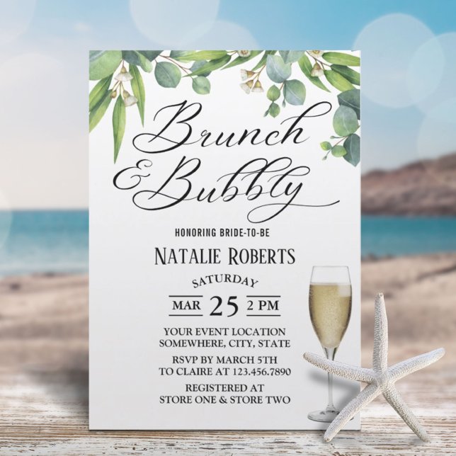 Invitation Élégant Brunch au feuillage et Fête des mariées mo (Créateur téléchargé)