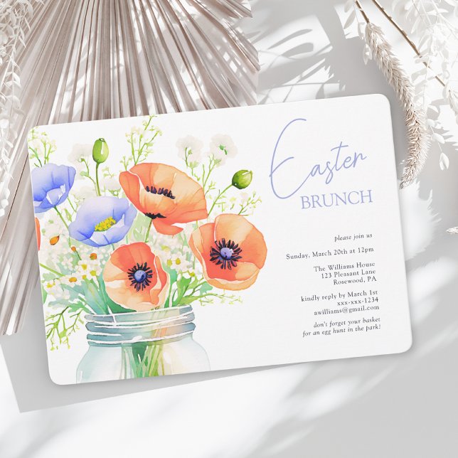 Invitation Élégant Brunch de Pâques Floral (Créateur téléchargé)