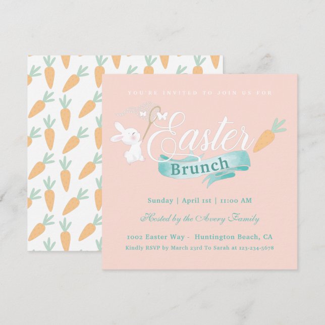Invitation Élégant Brunch de Pâques simple (Devant / Derrière)