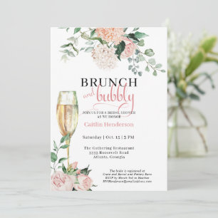 Invitation Elégant Brunch Floral et Fête des mariées Bubbly