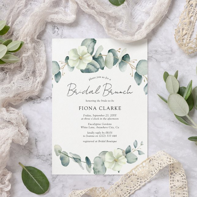 Invitation Élégant brunch nuptial à la verdure d'eucalyptus (Créateur téléchargé)