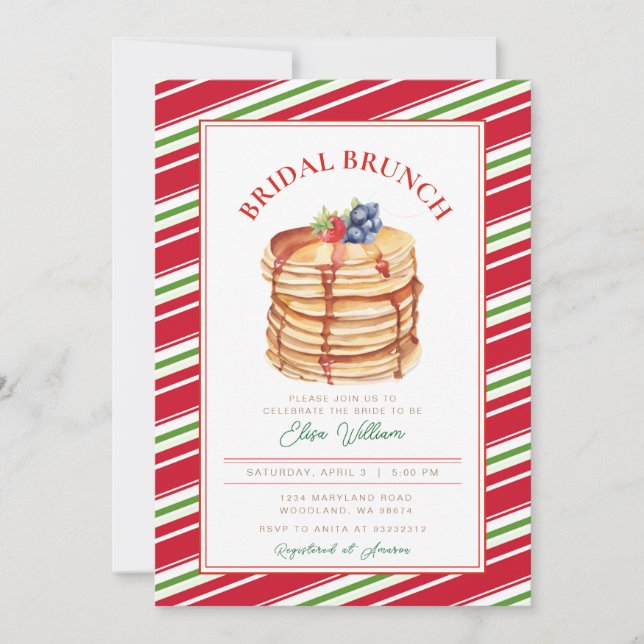 Invitation Élégant brunch nuptial Pancake de Noël (Devant)