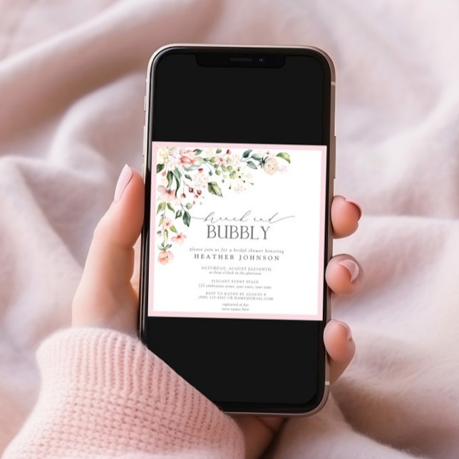 Invitation Élégant Brunch rose floral et Fête des mariées mou (Créateur téléchargé)