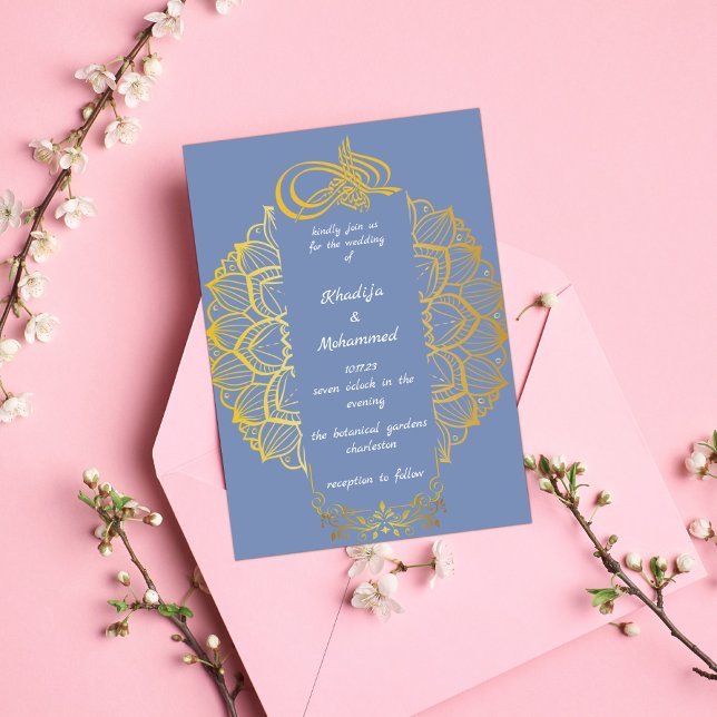 Invitation ÉLÉGANT bue poussiéreux MARIAGE ISLAMIQUE (Créateur téléchargé)