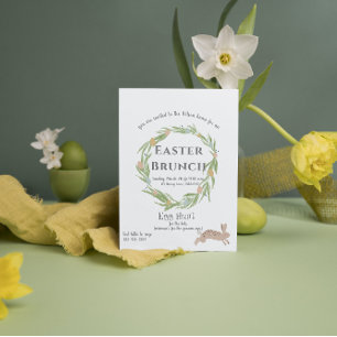 Invitation Elégant Bunny de serres de Pâques Brunch Invitatio