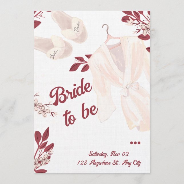 Invitation Elegant Burgundy Bridal Shower Invite (Devant)