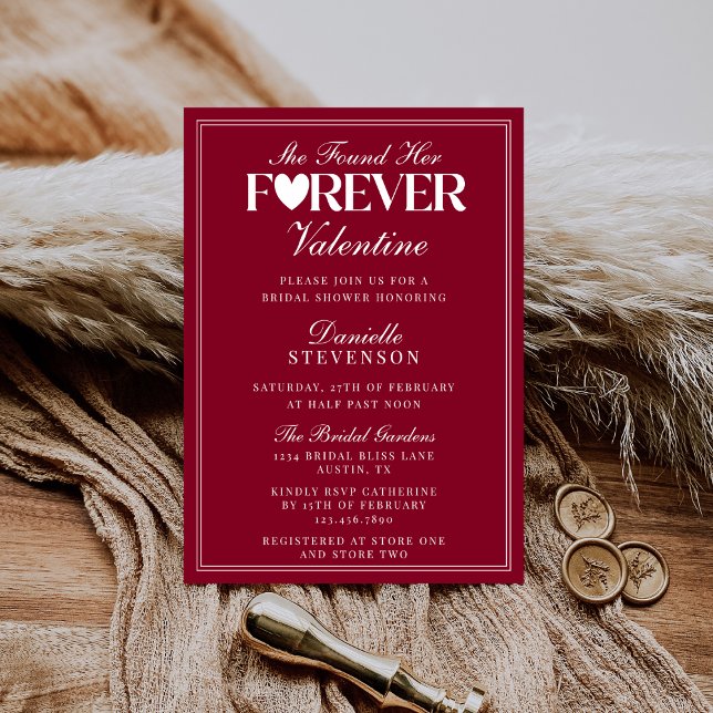 Invitation Elegant Burgundy Forever Valentine Bridal Shower (Créateur téléchargé)