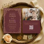 Invitation Elegant Burgundy Gold QR Code Photo Wedding<br><div class="desc">Celebrate your special day with this burgundy and gold minimalist wedding invitation featuring a refined photo layout and a convenient QR code for quick access to event details or RSVPs. The rich palette,  clean typography,  and balanced spacing create a sophisticated design that prints beautifully and elevates your celebration.</div>