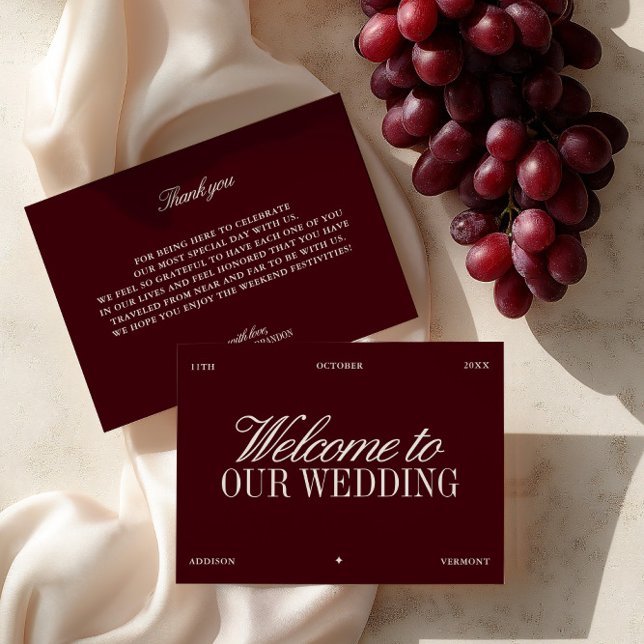 Invitation Elegant Burgundy & Ivory Wedding Welcome Card (Elegant Burgundy & Ivory Wedding Welcome Card)