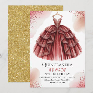 Invitation Élégant Burgundy Sweet 15