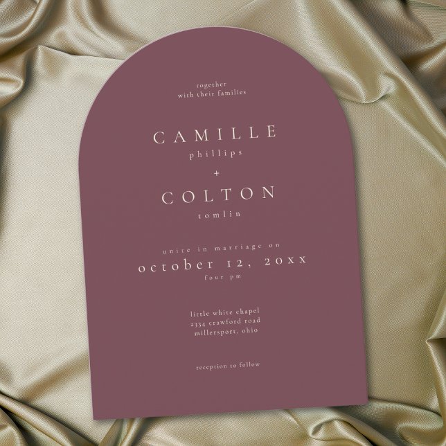 Invitation Elegant Burgundy Wine Minimalist Arch Wedding (Créateur téléchargé)