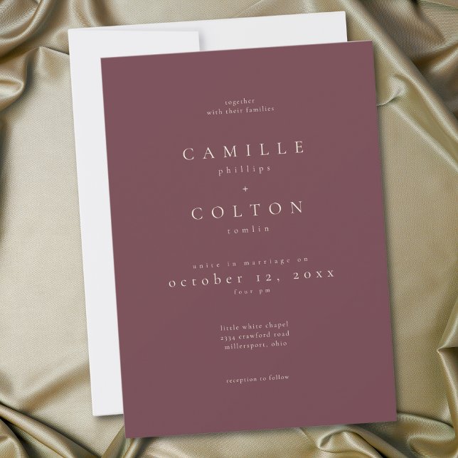 Invitation Elegant Burgundy Wine Minimalist Wedding (Elegant Burgundy Wine Minimalist Wedding Invitation)
