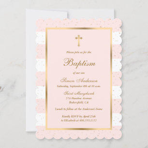 Invitation Élégant Bush moderne Pink Gold Baptism