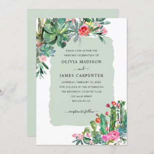 Invitation Elégant Cactus Succulent verdure Mariage Floral