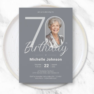 Invitation Élégant Cadeau Personnalisé Argent pour 70 ans