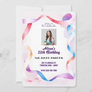 Invitation Elégant cadre aquarelle Anniversaire Personnalisé