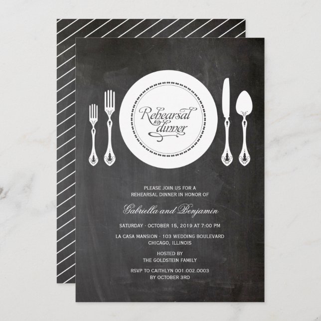Invitation Elégant Cadre Cadre Mariage Répétition Dîner (Devant / Derrière)
