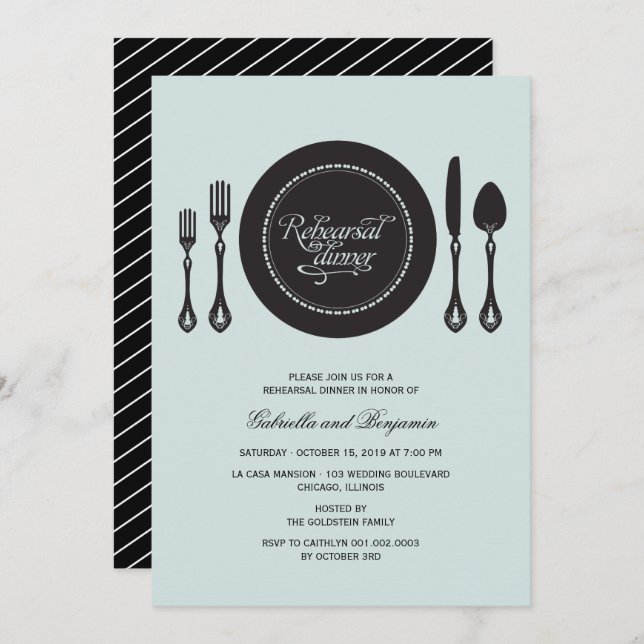 Invitation Elégant Cadre Cadre Mariage Répétition Dîner (Devant / Derrière)