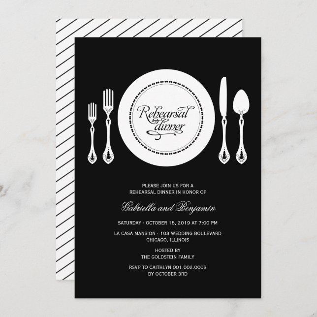 Invitation Elégant Cadre Cadre Mariage Répétition Dîner (Devant / Derrière)
