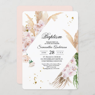 Invitation Elégant cadre de beauté Orchidées & Pampas