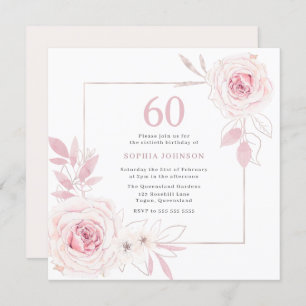 Invitation Elégant cadre de couronne florale de couleur blush