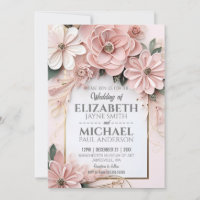 Elégant cadre de découpage papier Mariage floral P