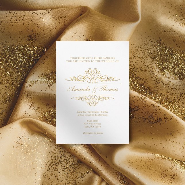 Invitation élégant cadre doré élégant mariage (Créateur téléchargé)