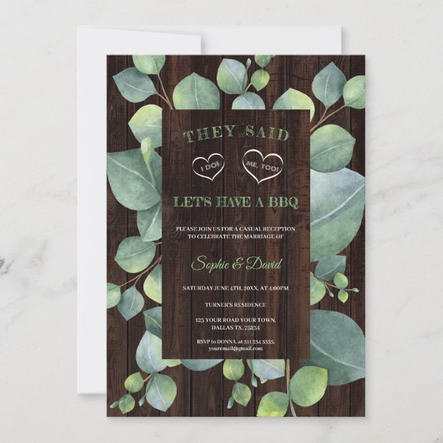 Invitation Elégant cadre Eucalyptus après que je fais Mariage (Devant)