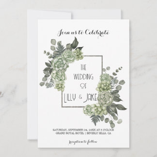 Invitation Elégant cadre Eucalyptus verdoyant Argent