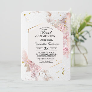 Invitation Elégant cadre floral rose pastel Fancy