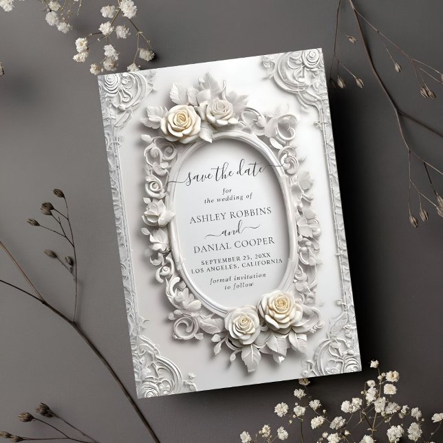 Invitation Élégant Cadre Rose Art Nouveau Enregistrer La Date (Créateur téléchargé)