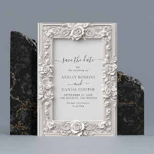 Invitation Élégant Cadre Rose Art Nouveau Enregistrer La Date