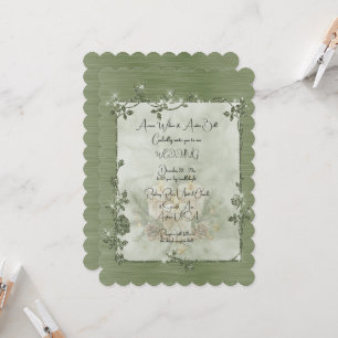Invitation Élégant cadre scintillant vert poussiéreux Mariage