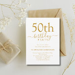 Invitation Élégant Calligraphie Moderne Or 50e Anniversaire<br><div class="desc">Cette invitation élégante et moderne de 50e anniversaire avec calligraphie dorée est parfaite pour une fête d'anniversaire simple et amusante. Facile à personnaliser tout le texte. Joyeux Anniversaire !</div>