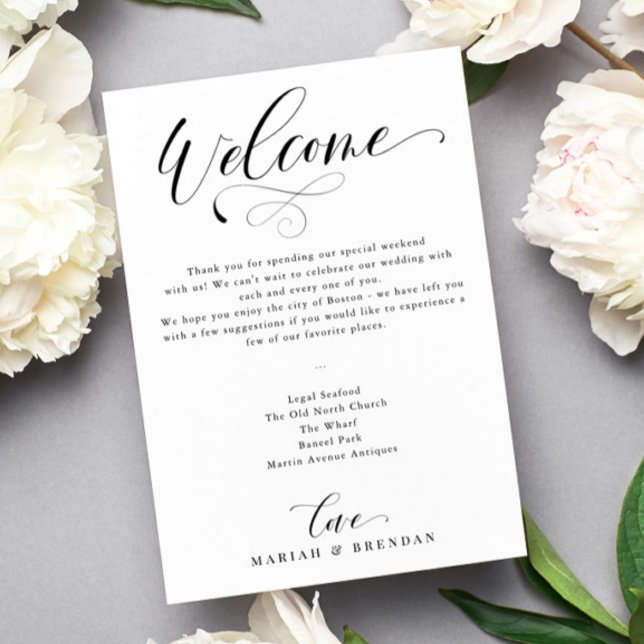 Invitation Elegant Calligraphy Welcome Wedding Itinerary (Créateur téléchargé)