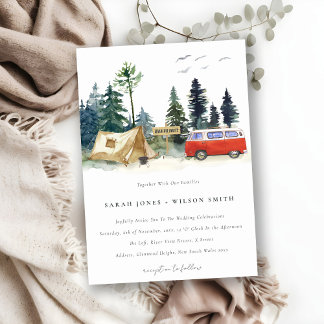 Invitation Élégant Camping Aquarelle Pine Mariage