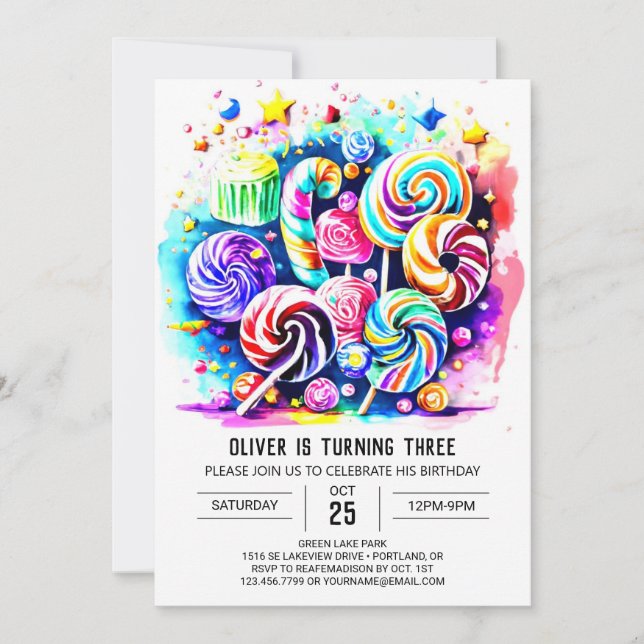 Invitation Elegant Candyland Printable Anniversaire (Devant)